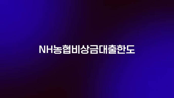 NH농협비상금대출한도